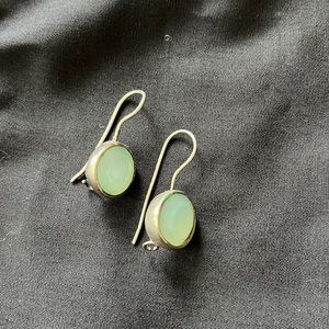 Jade and silver loop earring